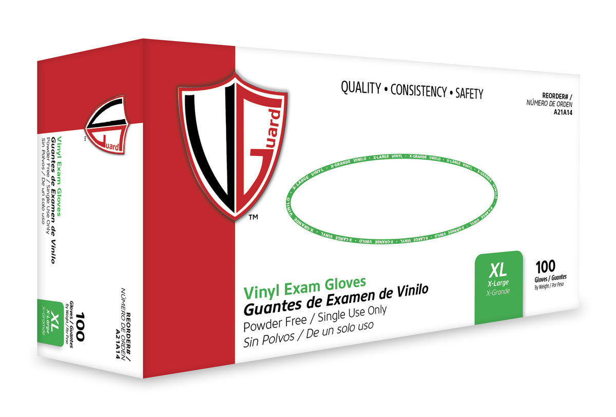 Vinyl Exam Gloves, Powder Free, Clear, {Exam Approved} 100 / box, 10 boxes /case