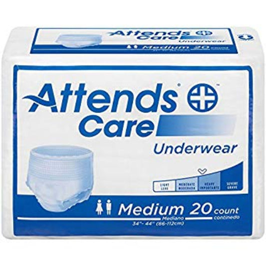 Underwear, Pull On, Disposable, Moderate Absorbency, Attends®Care, Unisex, Adult Size: Medium, waist 34-44", 20EA/BG 4BG/CS ( 80 total )