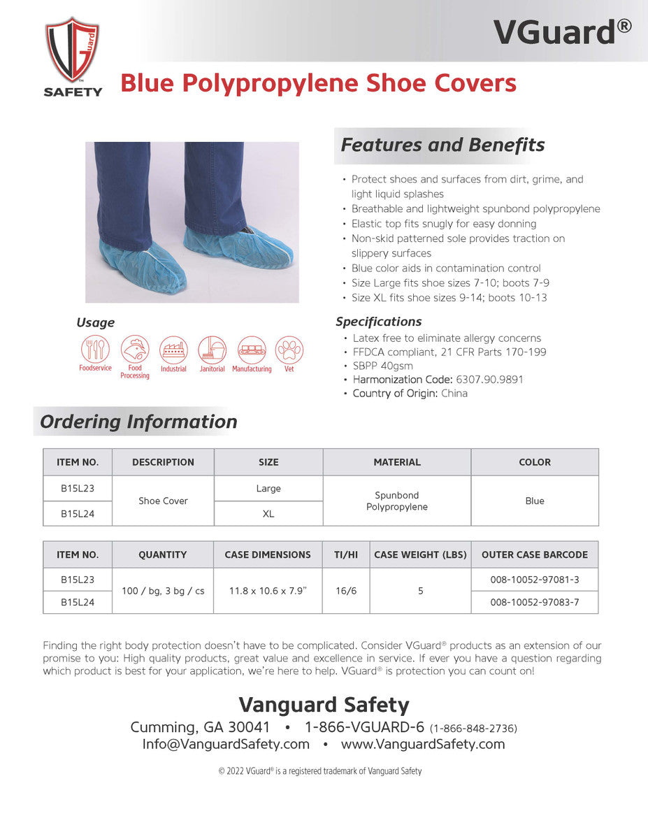 X-Large Polypropylene Shoe Covers, Non-Skid, XL, 300/cs