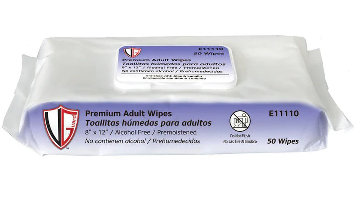 Wipes, Pre-moistened, Enriched with Aloe & Lanolin, 8" x 12", 50/Pack, 12 Packs Per Case ( 600 total wipes)