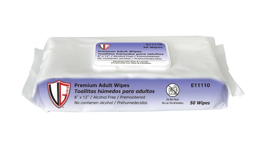 Wipes, Pre-moistened, Enriched with Aloe & Lanolin, 8" x 12", 50/Pack, 12 Packs Per Case ( 600 total wipes)