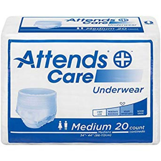 Underwear, Pull On, Disposable, Moderate Absorbency, Attends®Care, Unisex, Adult Size: Medium, waist 34-44", 20EA/BG 4BG/CS ( 80 total )