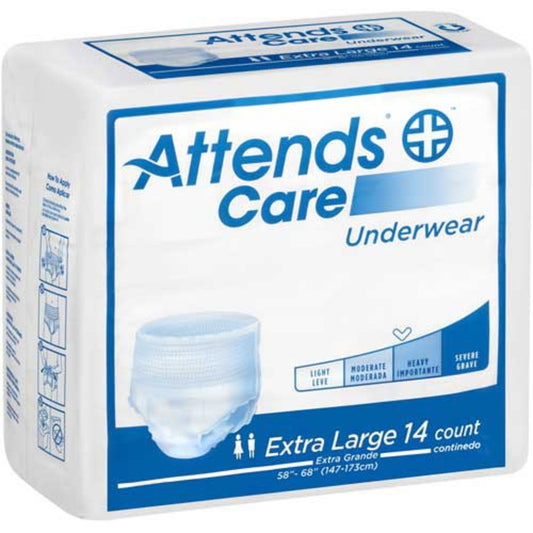 Underwear, Pull On, Disposable, Moderate Absorbency, Attends®Care, Unisex, Adult Size: X-Large, waist 58-68", 14EA/BG 4BG/CS ( 56 total )