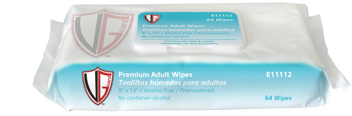 Wipes, Pre-moistened, Enriched with Aloe & Lanolin, 9" x 13", 64/Pack, 8 Packs Per Case ( 512 total wipes)